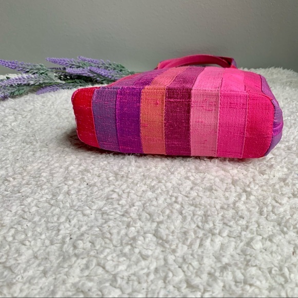 Kate Spade 90s Shantung Top Handle Pink Silk Evening Designer Tote Purse Barbie - Picture 7 of 16